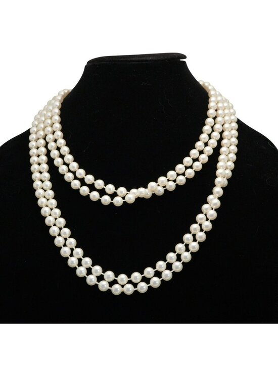 Unbranded Jewelry - Vintage Faux Pearl Endless Necklace Lot of 2 White Beaded Strands 46 Inch